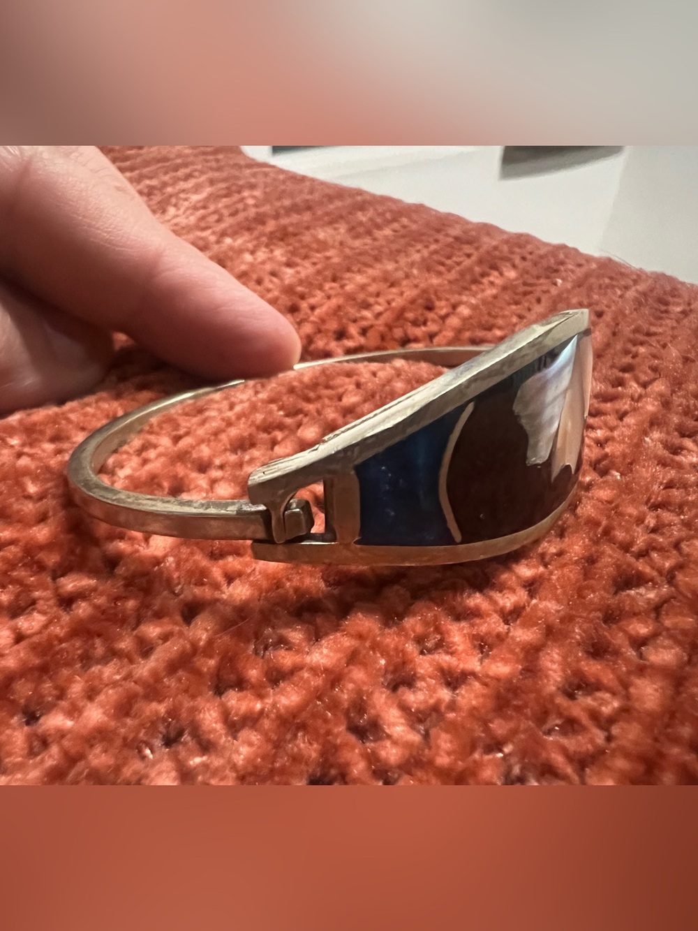 Handcrafted Alpaca Shell Inlay Cuff Bracelet - Picture 2 of 6